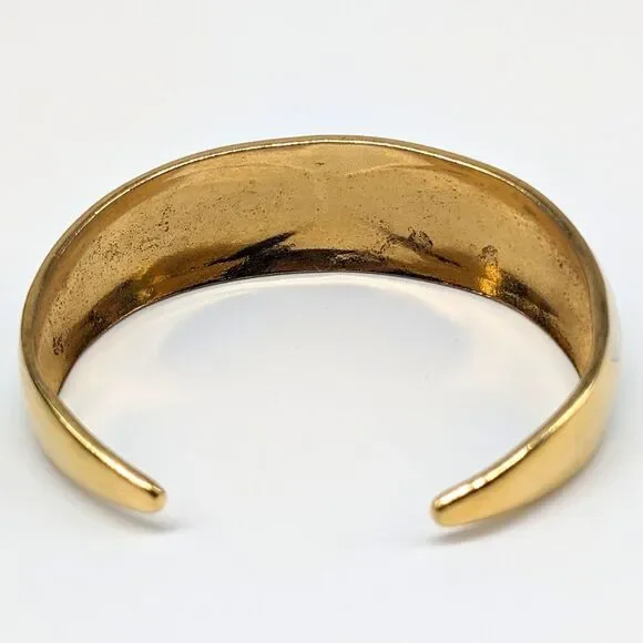 Vintage Avon Cream Enamel Cuff Bracelet  Love Knot Gold Tone Metal 1980s - Picture 3 of 4